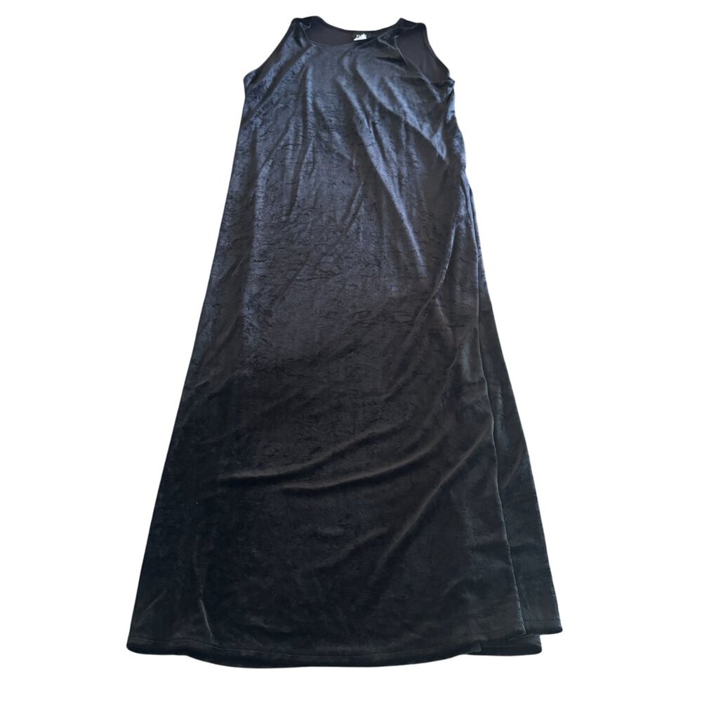 Eileen Fisher Womens Black Velvet Sleeveless Maxi Dress Made In USA, Size L - Picture 1 of 8